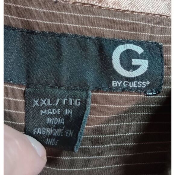 Guess Shirt Men's 2xl Brown Button Front Long Sleeve Light Weight - Picture 6 of 8